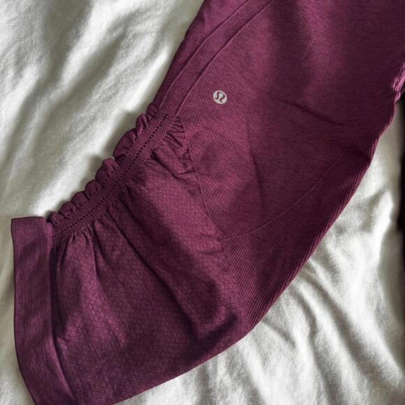 1 Lululemon In The Flow Crop II - Heathered Bordeaux Drama - Picture 7 of 9